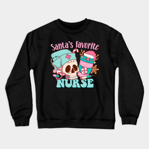 Santa's Favorite Nurse Crewneck Sweatshirt by MZeeDesigns